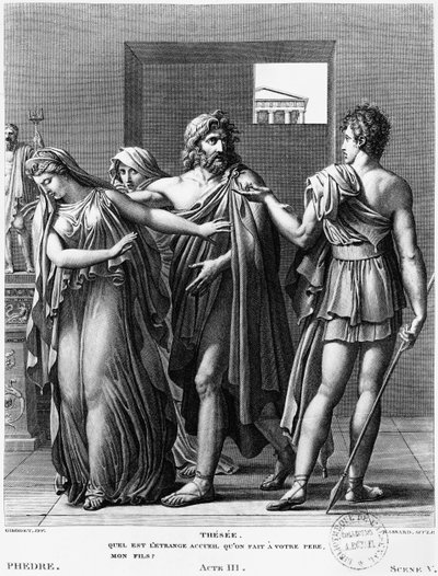 Phaedra, Theseus and Hippolytus, Illustration from Act III Scene 5 of 